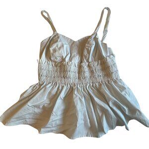 Ashley Stewart white cotton shirred smocked top 16